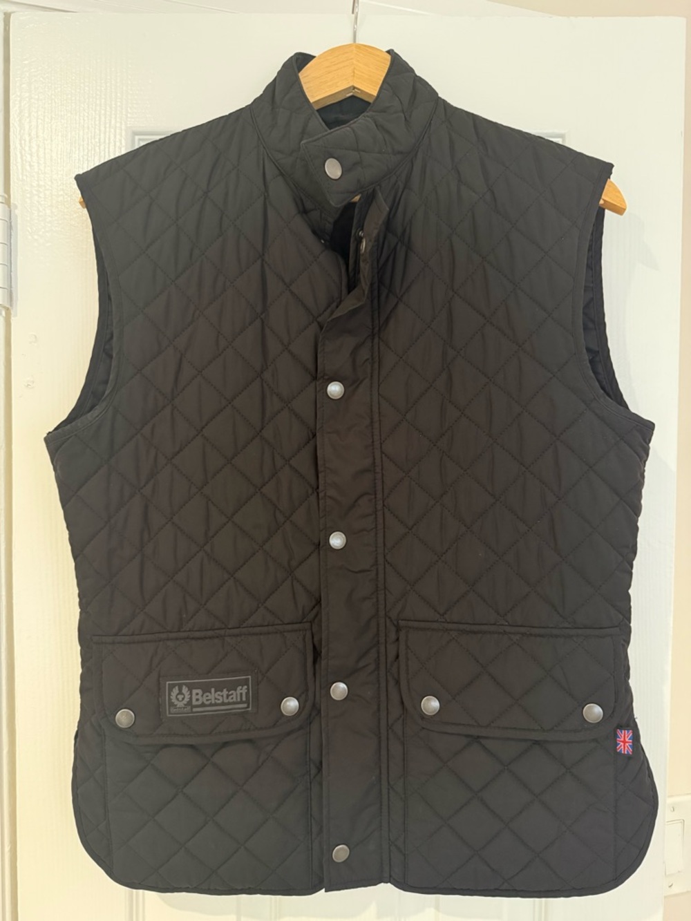 Belstaff Black Quilted Men's Vest with Snap Front